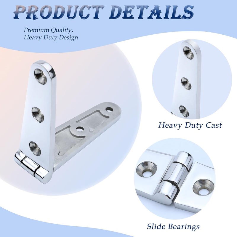 YANYUCB Boat Hatch Hinge 316 Stainless Steel Cabinet Door Casting Hinges Marine Hardware with Screw for Boat (4 inch x 1 inch)(6.3 inch x 1 inch) - Image 4